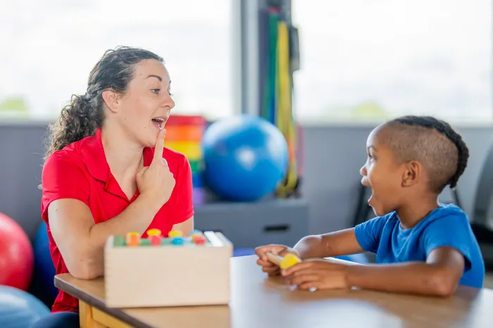 young boy at speech therapy.