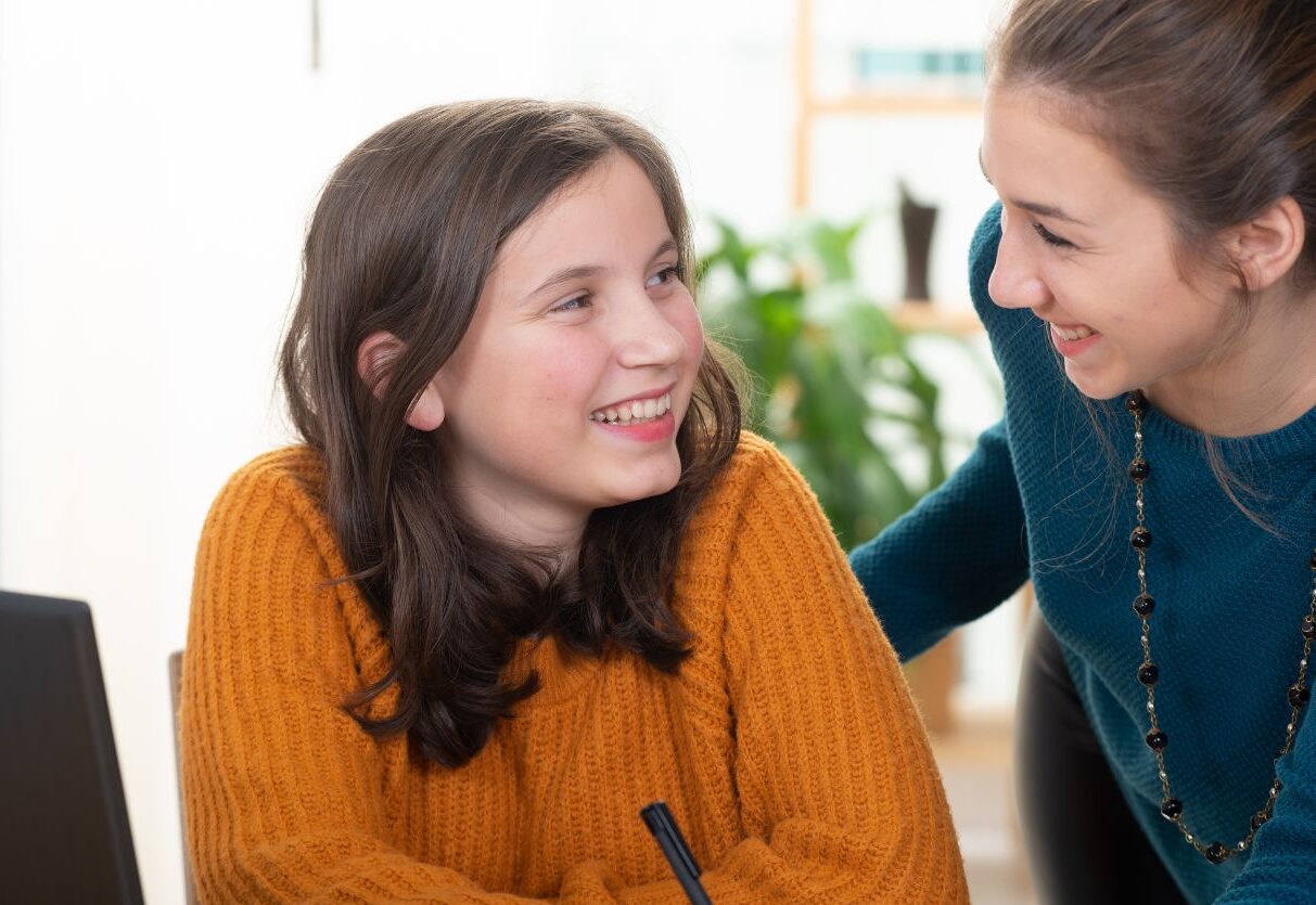 Teenage girl connecting with therapist