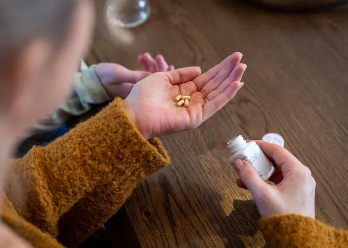 young child with adhd taking medication.