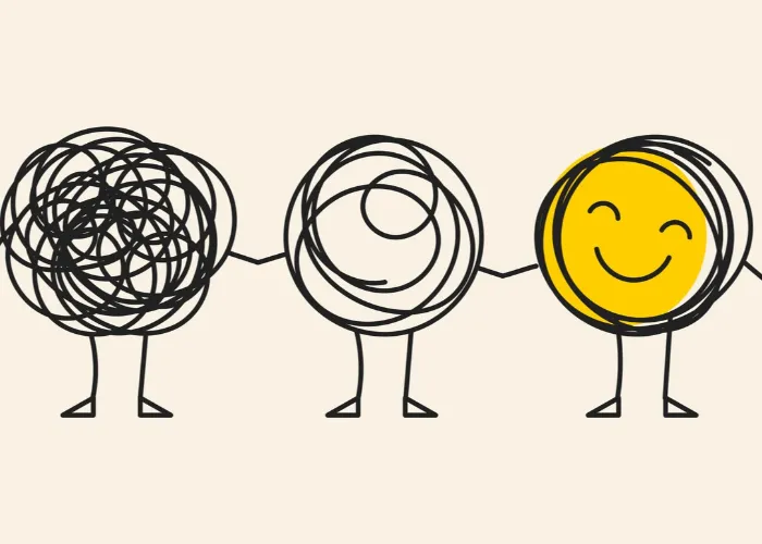 Help friend, life coaching, mentoring, problem solving, abstract hand drawn icon, business problem solving concept, consulting. Tangle and untangle circle. Vector illustration
