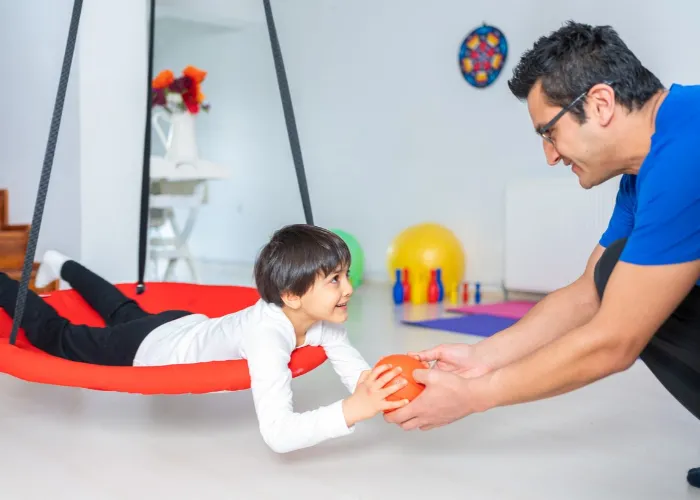 Occupational therapy treatment session on screening development of kids. Concept for pediatric clinic, pediatrician and learning