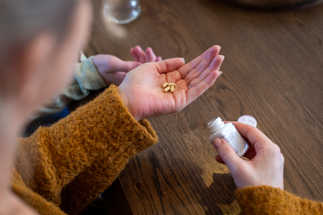 young child with adhd taking medication.